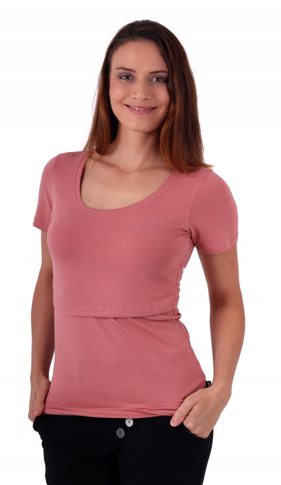 Catherine Nursing T-Shirt, Short Sleeve - Dusty Pink S/M,Catherine Nursing T-Shirt, Short Sleeve - Dusty Pink S/M