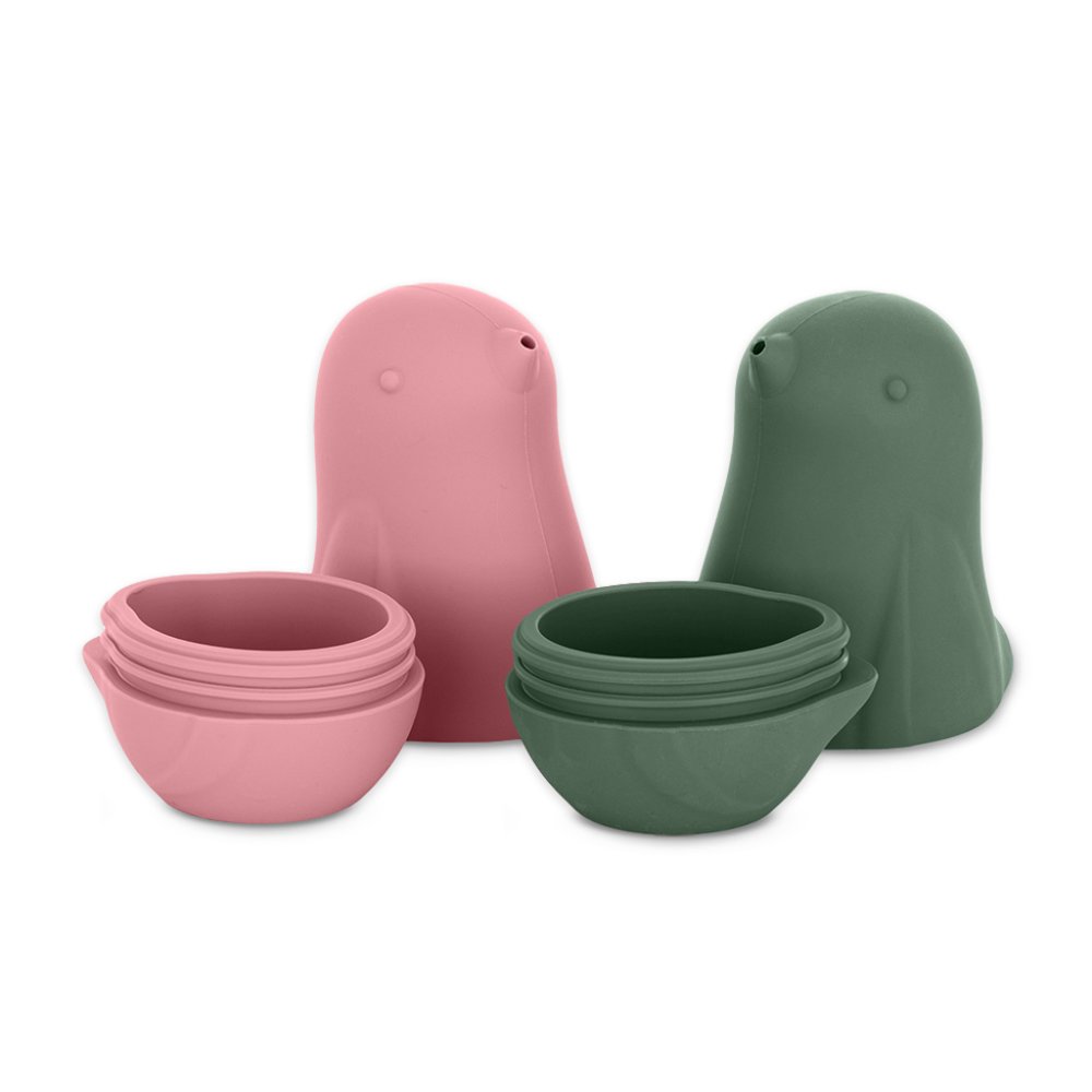 PETITE&MARS Badleksaker I Silikon Love Birds Rose Green 6m+