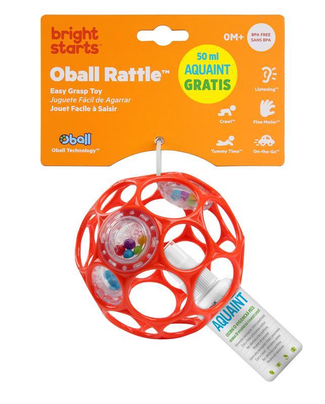 OBALL Giocattolo Oball RATTLE 10 cm 0m+ arancione + 50 ml Aquaint - immagine 3