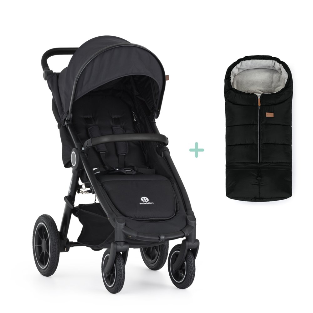 PETITE&MARS Sportvagn Street2 Air Black Perfect Black + PETITE&MARS Väska Jibot GRATIS