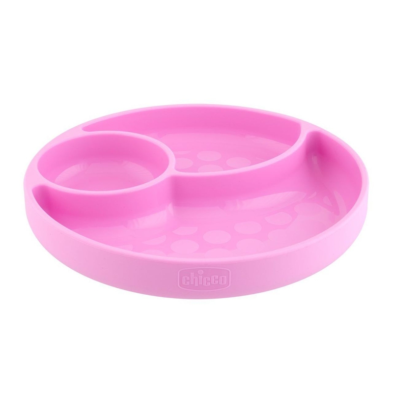 CHICCO Assiette En Silicone, Rose 12m+