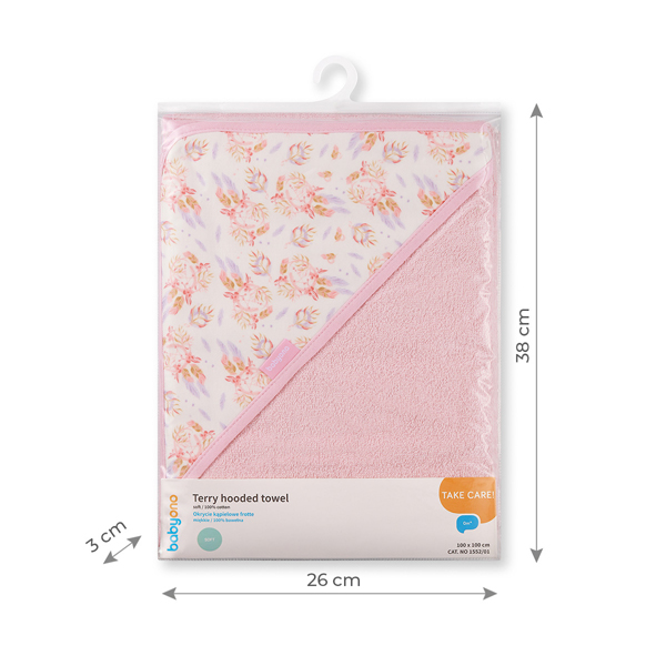 BABYONO Handtuch Mit Kapuze Frottee Rosa 100x100 Cm