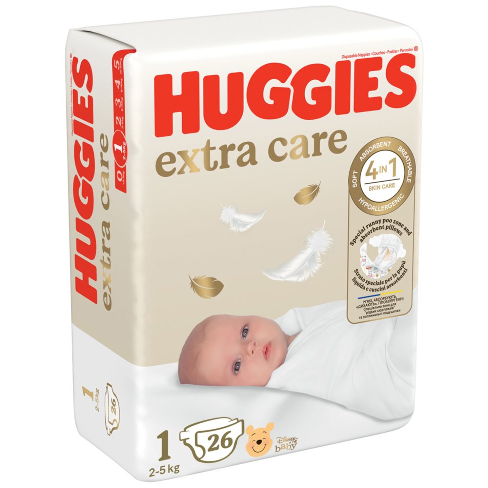 HUGGIES® Extra care Couches jetables 1 (2-5 kg) 26 pièces – Image 3