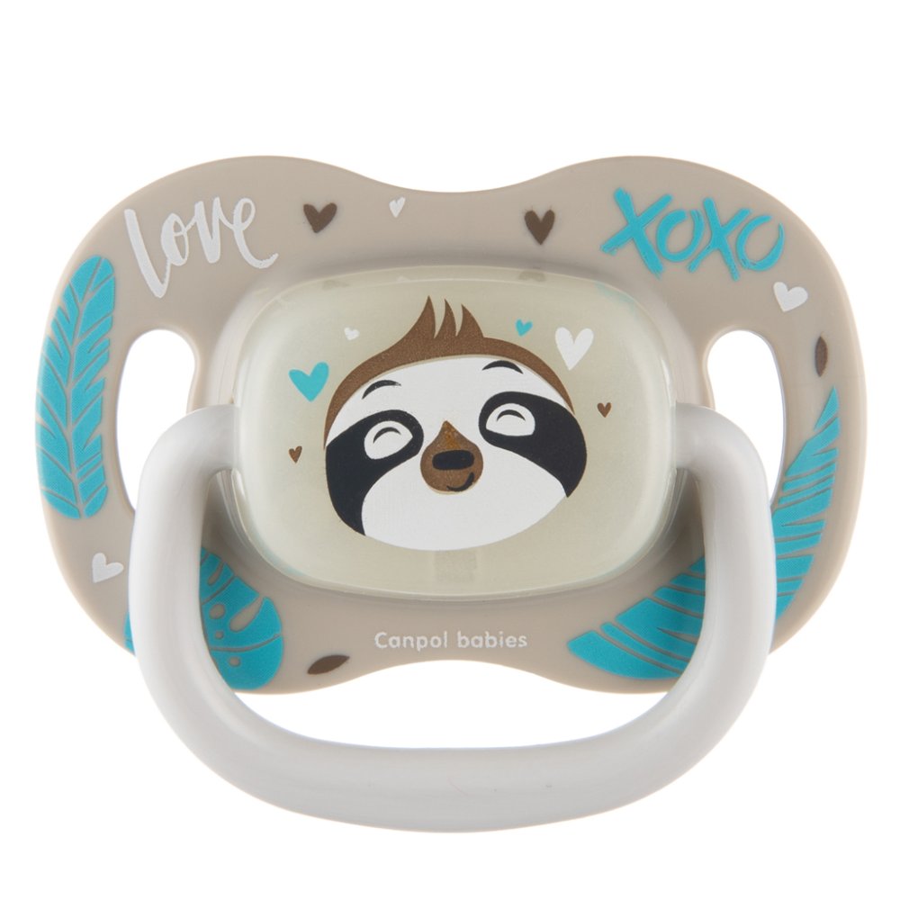 CANPOL BABIES Pacifier Silicone Symmetrical Exotic Animals 18m + 1pc Sloth