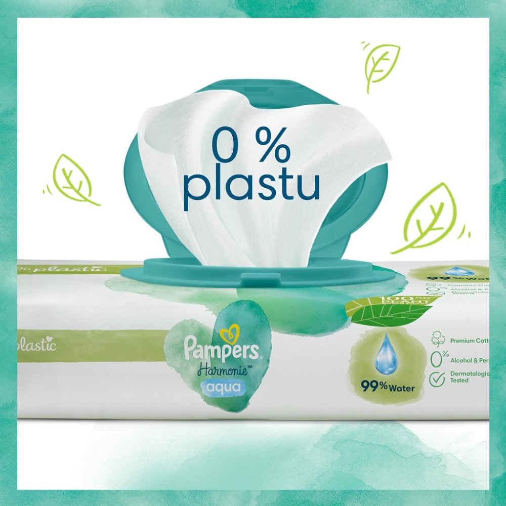 PAMPERS Harmonie Aqua Vochtige Doekjes Plastic Gratis 15x48 St = 720 St