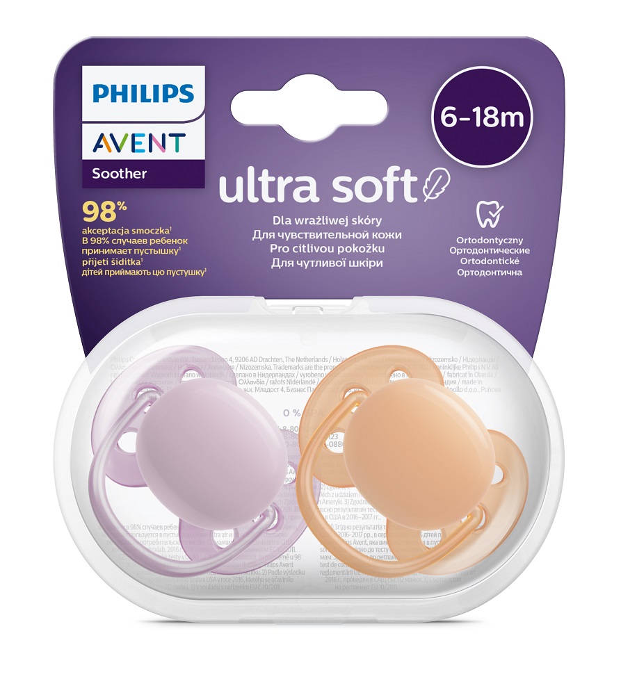 Philips AVENT Smoczek Ultrasoft Premium Neutralny 6-18m Dziewczynka, 2 Szt