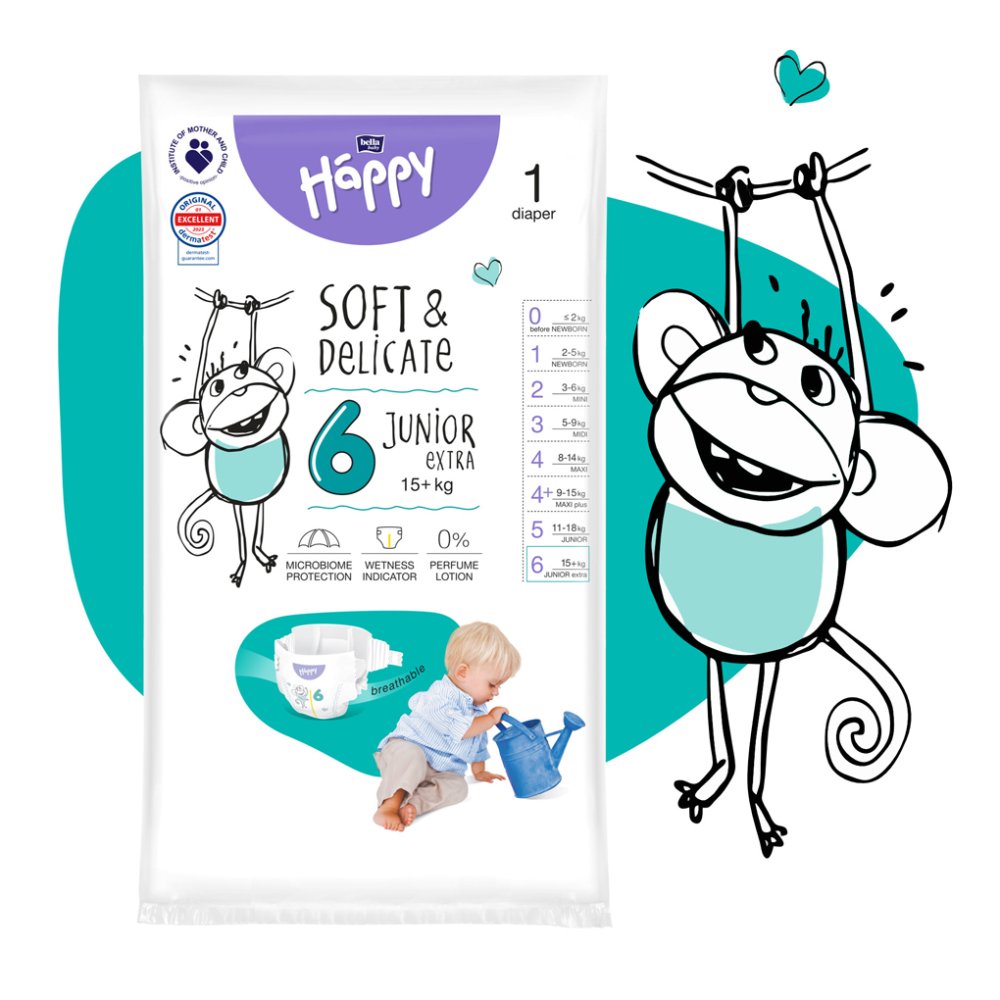 BELLA HAPPY Baby Pañales Desechables Junior Extra 15+ Kg 48uds