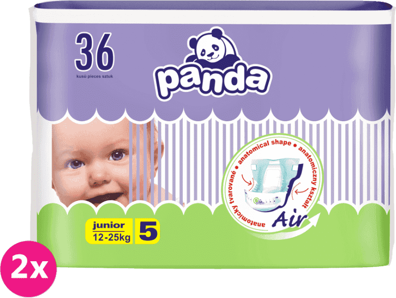 2x BELLA PANDA Junior 36 Ks (12-25 Kg) - Jednorázové Pleny