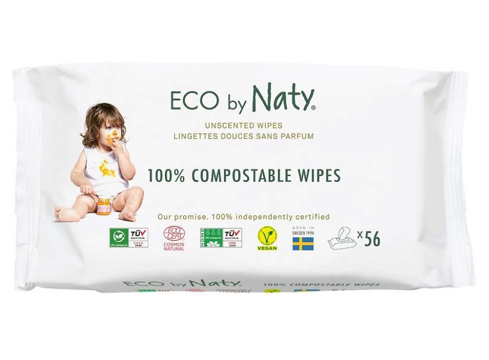 4x ECO BY NATY Sensitive Nedves Törlőkendő Illatanyag Nélkül 56 Db