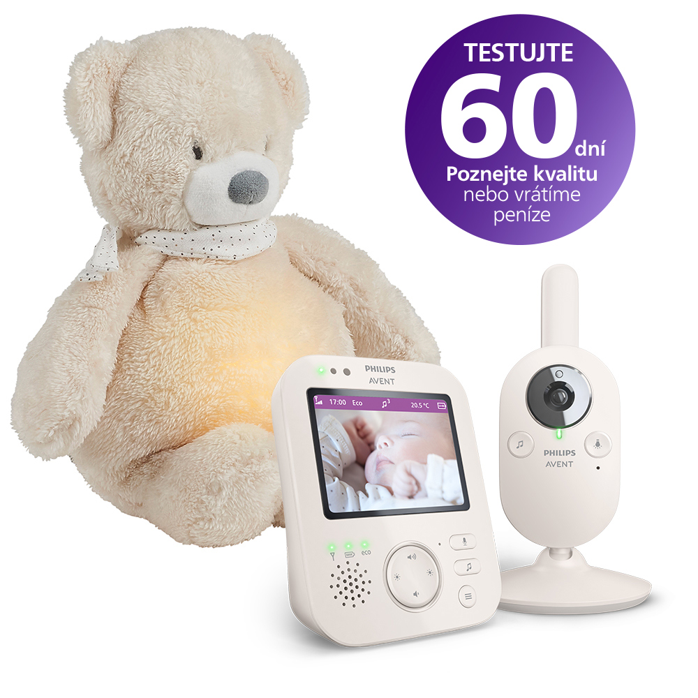 Philips AVENT Baby Monitor Video SCD891/26+NATTOU Succhietto 4 In 1 Sleepy Bear Beige 0m+