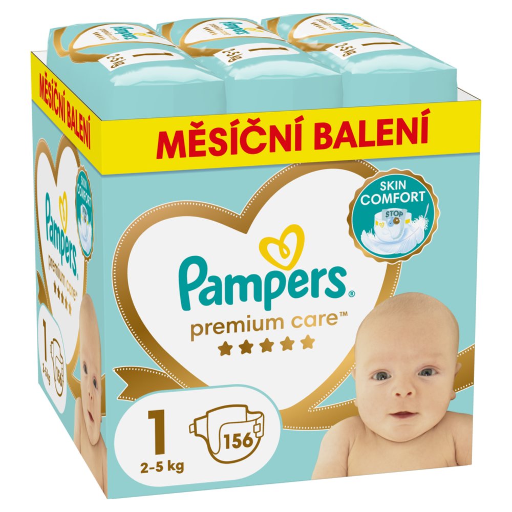 Jednorazowe Pieluszki PAMPERS Premium Care Rozm. 1, 156 Szt., 2kg-5kg