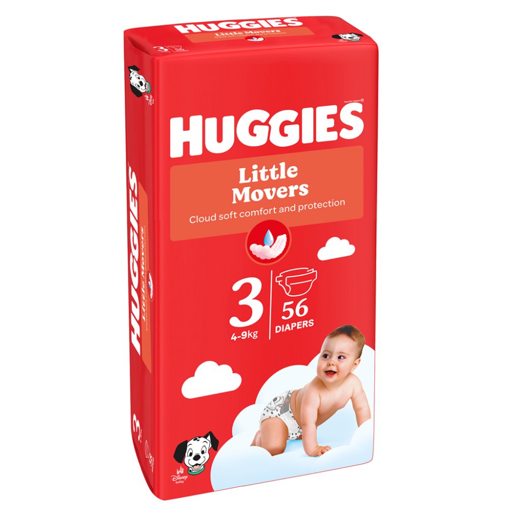 HUGGIES® Couches Jetables Little Movers 3 (4-9 Kg) 56 Pcs