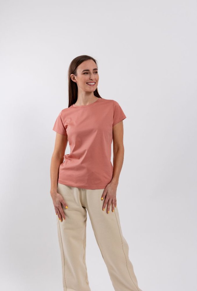 Dámské Tričko S Kulatým Výstřihem Be Lenka Essentials - Salmon Pink XL Pink