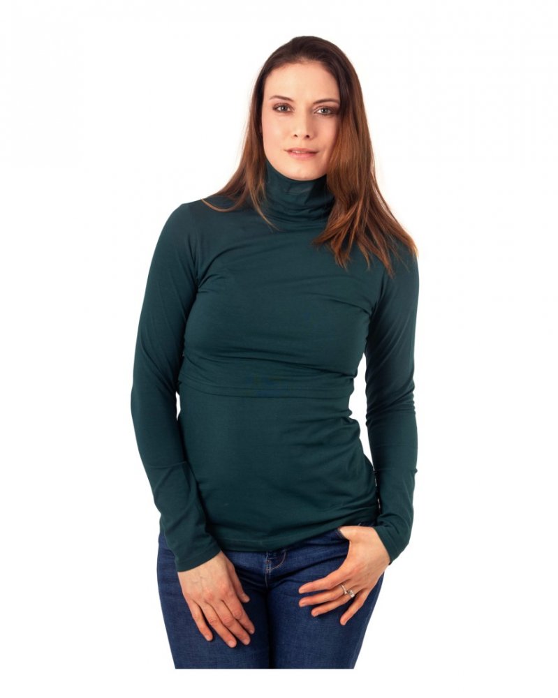 Col roulé d'allaitement Katherine, vert bouteille L/XL