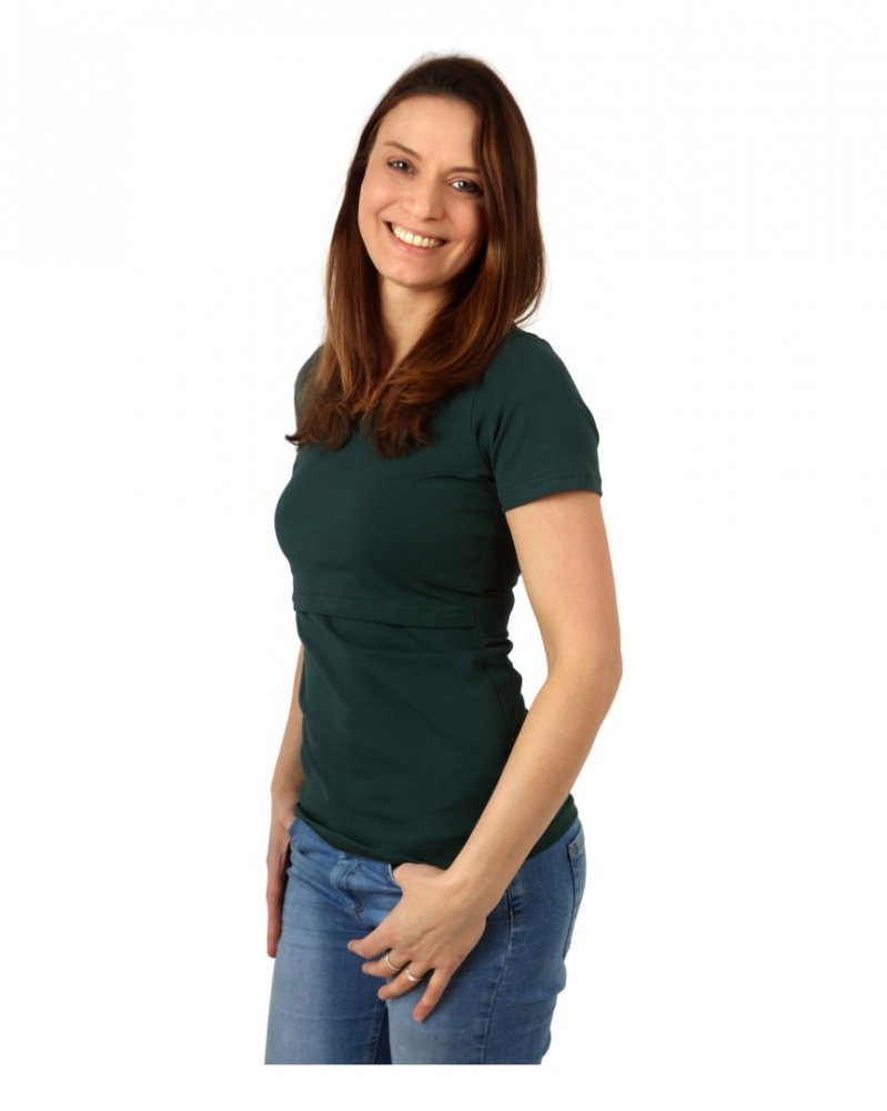 T-shirt d'allaitement Kateřina, manches courtes, vert bouteille S/M – Image 3