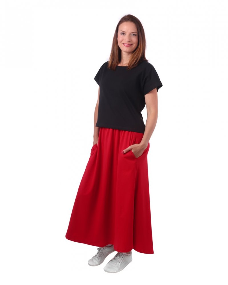 Jupe longue avec poches Linda, rouge L/XL