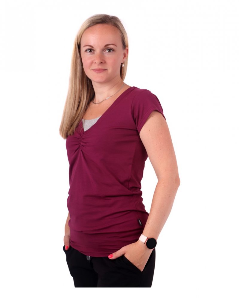 Chemise d'allaitement LEA, manches courtes, cyclamen M/L – Image 3