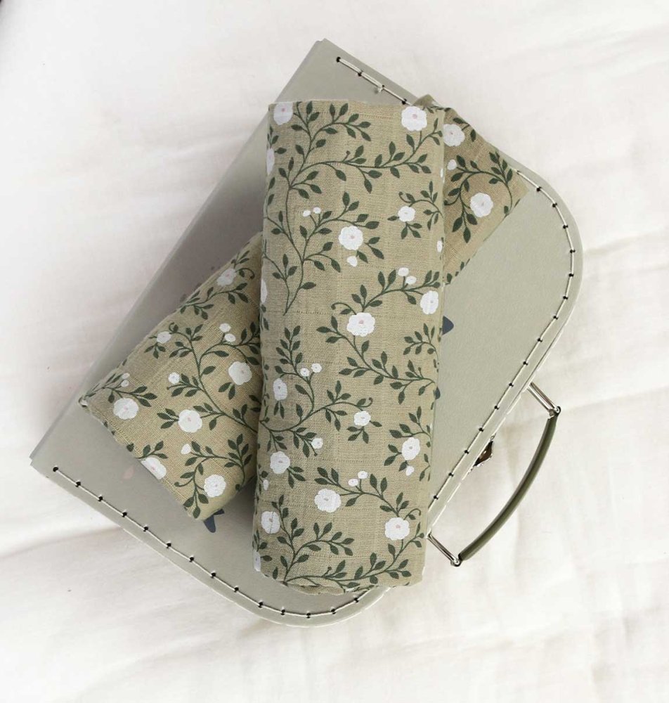 A Little Lovely Company - Pannolini di mussola, blossom - dark sage - immagine 5