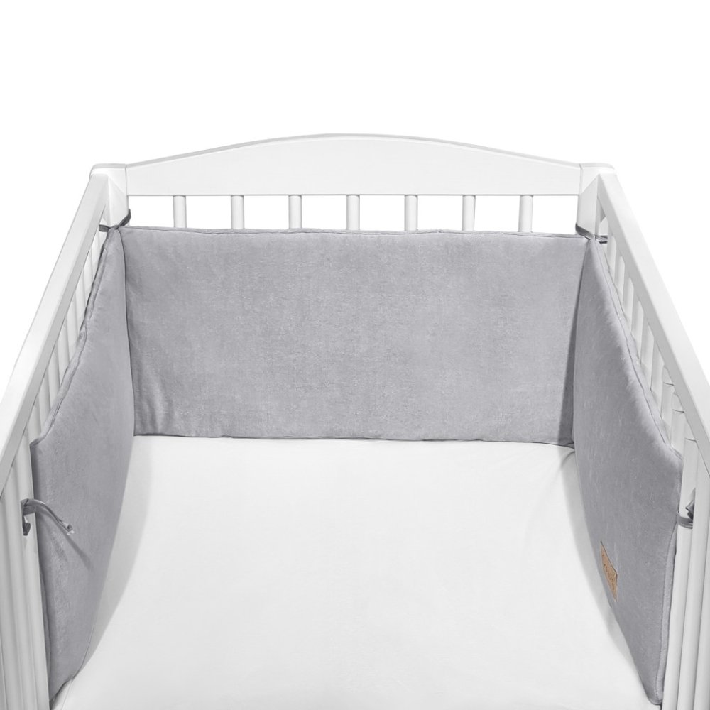 KLUPS Paracolpi protettivo per culla Velvet grey 180x30 cm