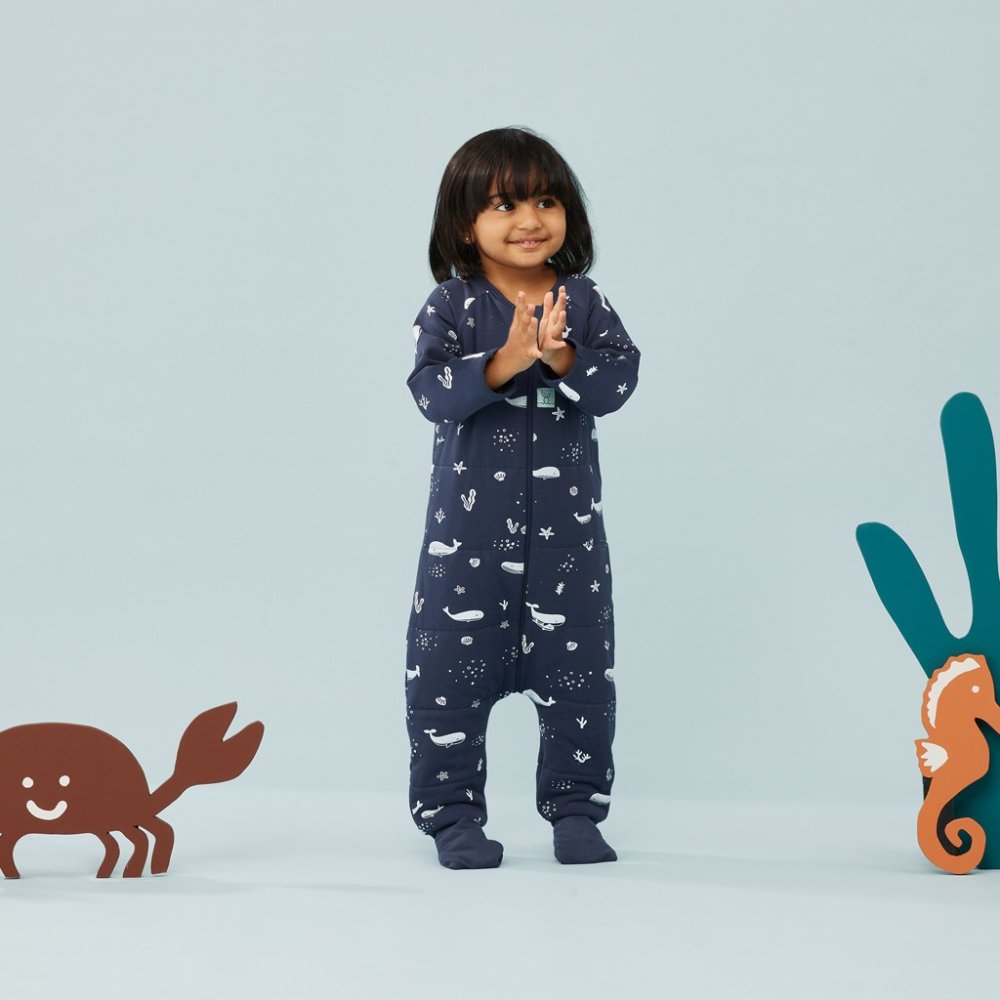 ERGOPOUCH Kombinezon do spania z bawełny organicznej Onesie Whale 2-3 lata, 2,5 tog - obrazek 4
