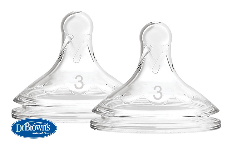 Tétine DR.BROWN'S pour biberons Options+ à col large 6m+, silicone, 2 pièces