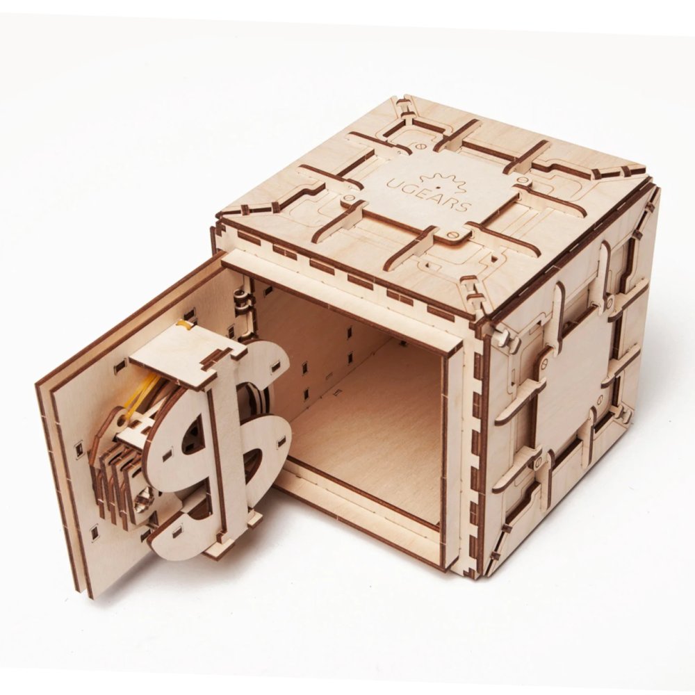 Puzzle mécanique en bois 3D Ugears Coffre-fort – Image 6