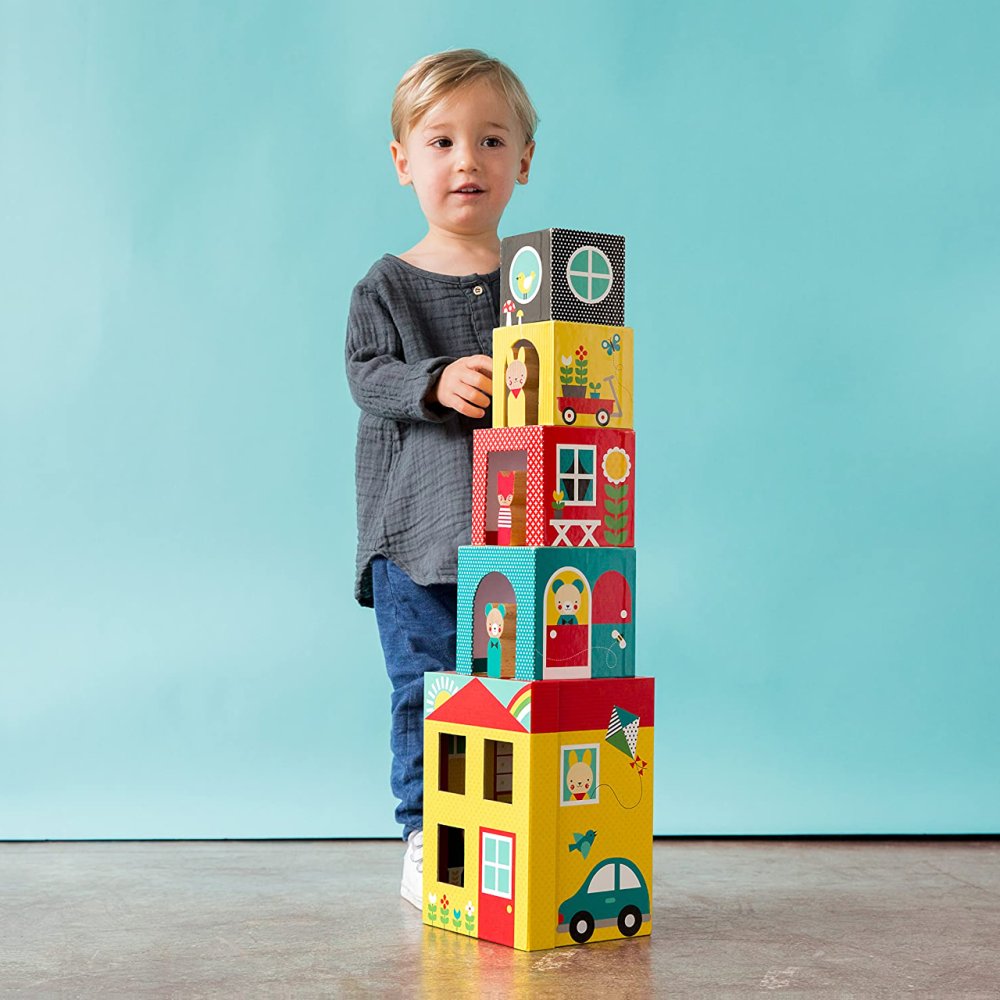 Petit Collage Torre de Cubos 1-2-3 Casitas con Personajes - Imagen 3