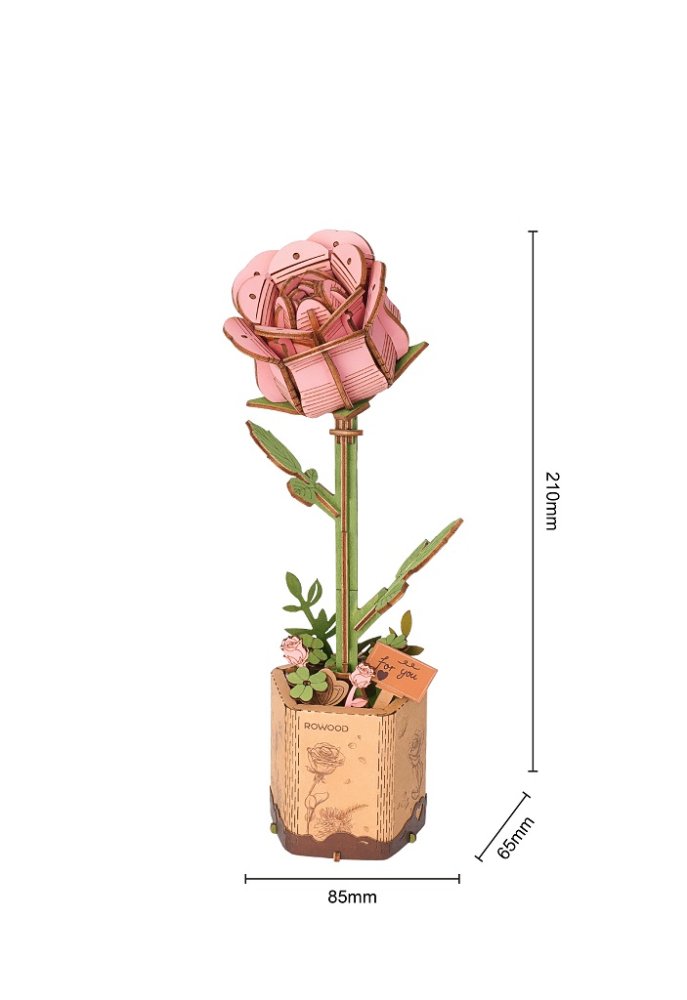 RoboTime 3D fa puzzle Rózsaszín rózsa - Image 3