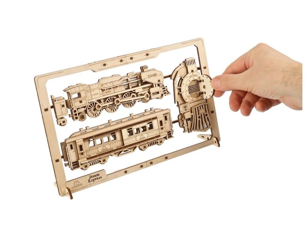 Ugears 2,5D drewniane mechaniczne puzzle Steam Express - obrazek 5