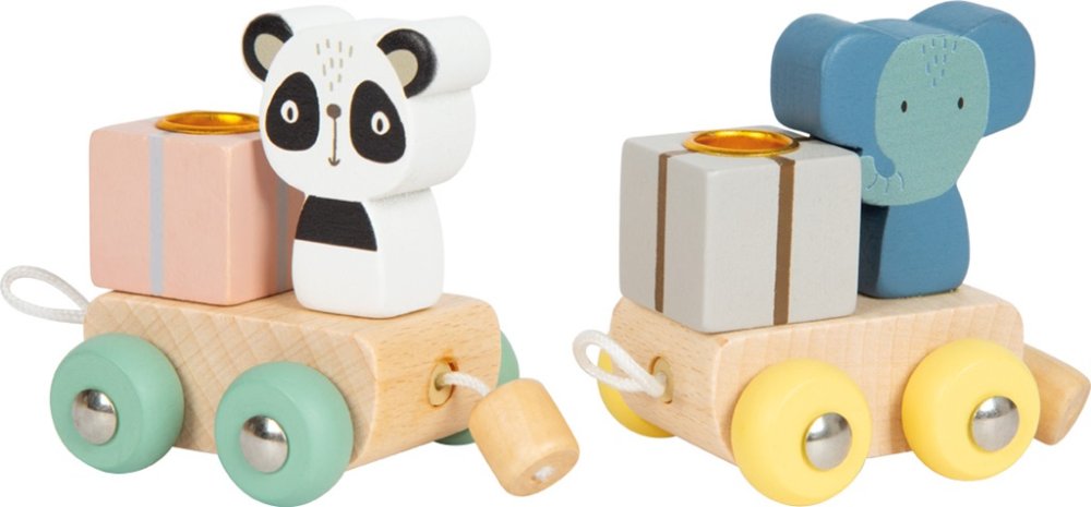 small foot Drewniany pociąg urodzinowy ze zwierzątkami - obrazek 5