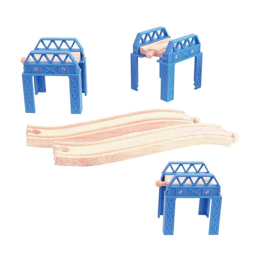 Bigjigs Rail Set de construcción de puente de vía de tren de madera