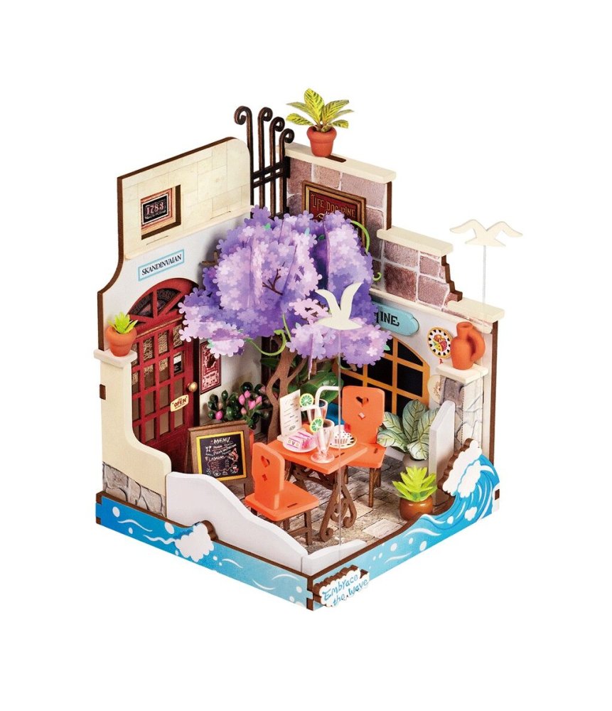 RoboTime 3D Holzpuzzle Miniatur Puppenhaus Restaurant Sea Holiday
