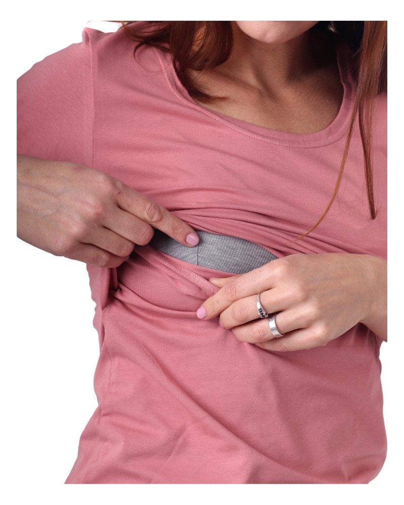 Koszulka do karmienia piersią Katherine, rękaw 3/4, stary róż L/XL - obrazek 3