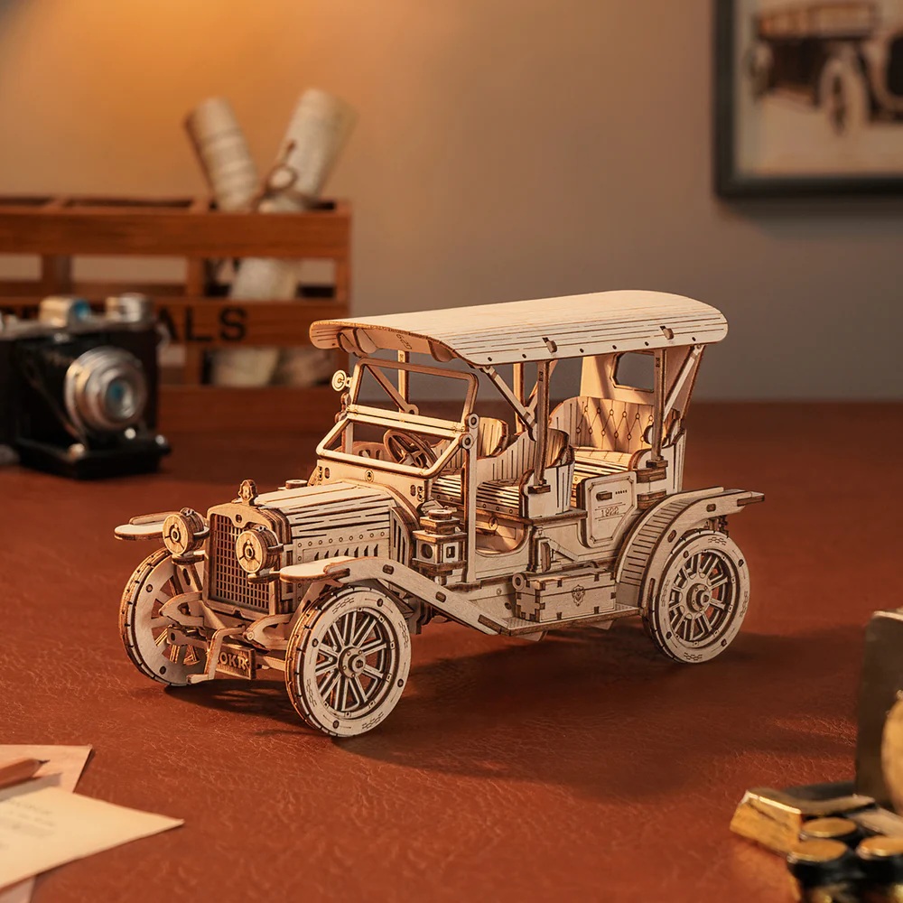 RoboTime 3D dřevěná mechanická skládačka Historické auto (obrázek 8)