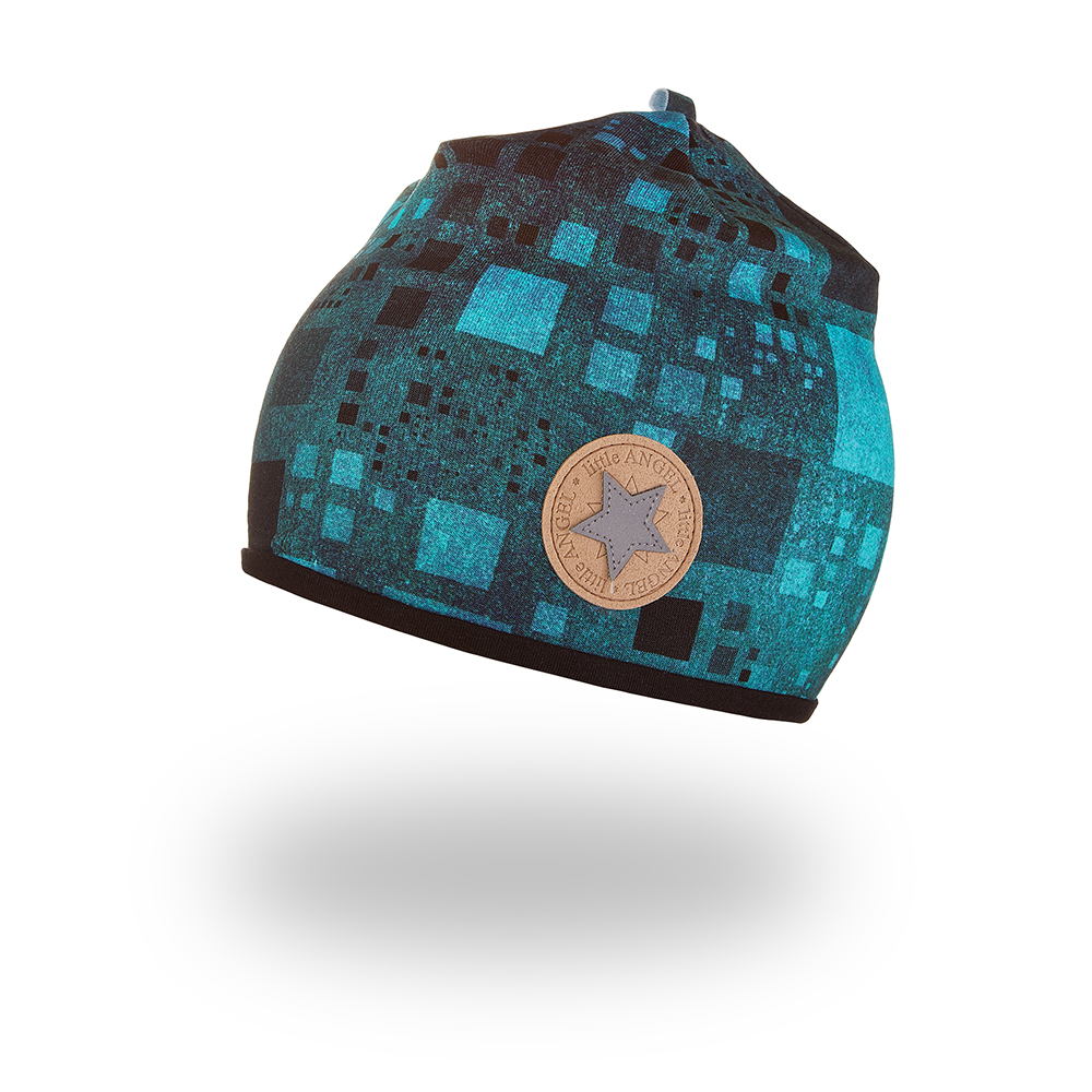 Berretto foderato Outlast® - quadrati nero turchese/nero 3 | 42-44 cm