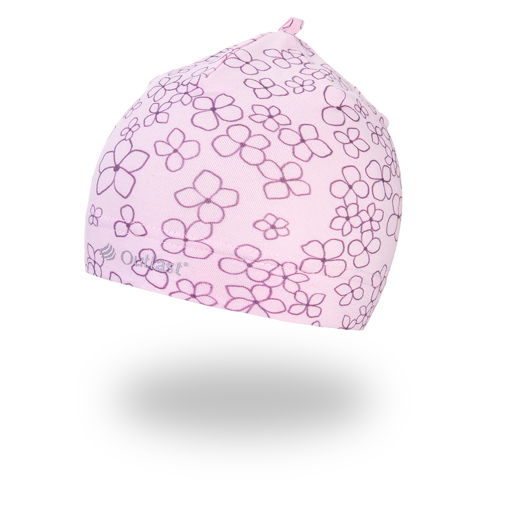 Vékony nyomott Outlast® sapka - rózsaszín baba virágok 3 | 42-44 cm