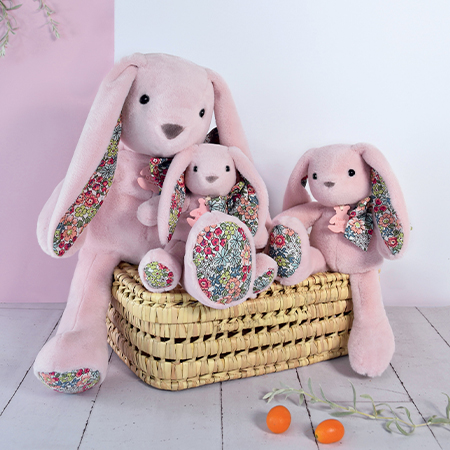 Doudou Histoire d´Ours Plyšový kamarád růžový králíček 40 cm (obrázek 2)
