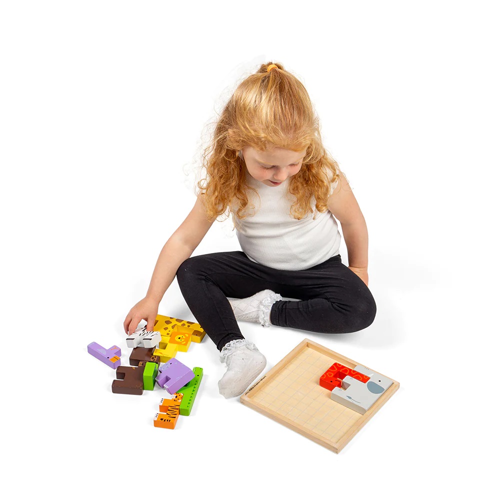 Bigjigs Toys Dřevěné kostky puzzle se zvířátky safari (obrázek 2)