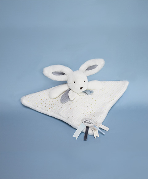 Doudou Dárková sada modrá - králíček s čtvercovou dečkou 25 cm (obrázek 5)