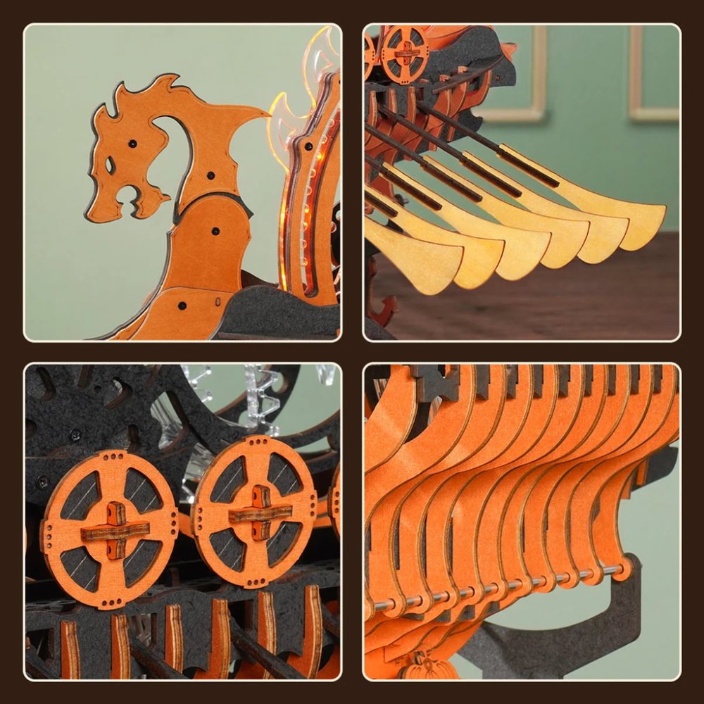 RoboTime 3D dřevěná skládačka Vikinská dračí loď (obrázek 10)