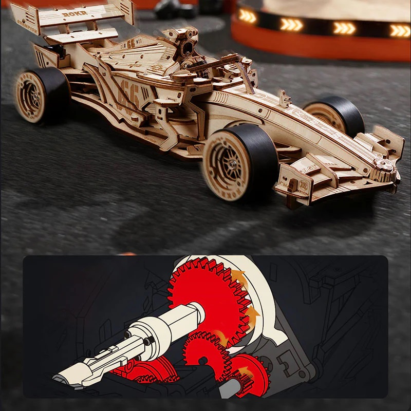 RoboTime 3D dřevěná skládačka Závodní auto F1 (obrázek 10)