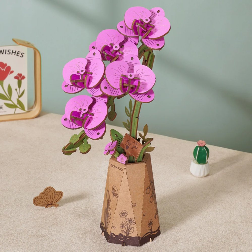 RoboTime 3D dřevěná skládačka Fialová orchidej (obrázek 6)