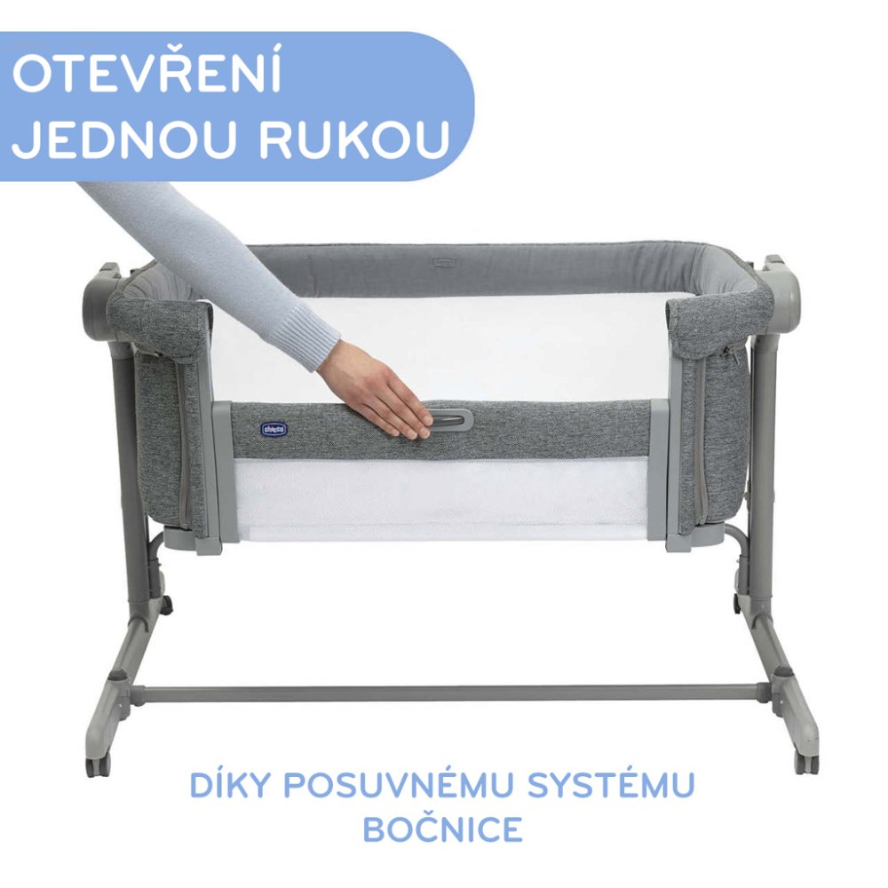 CHICCO Postýlka Next2Me Magic Evo - Dark Grey (obrázek 3)