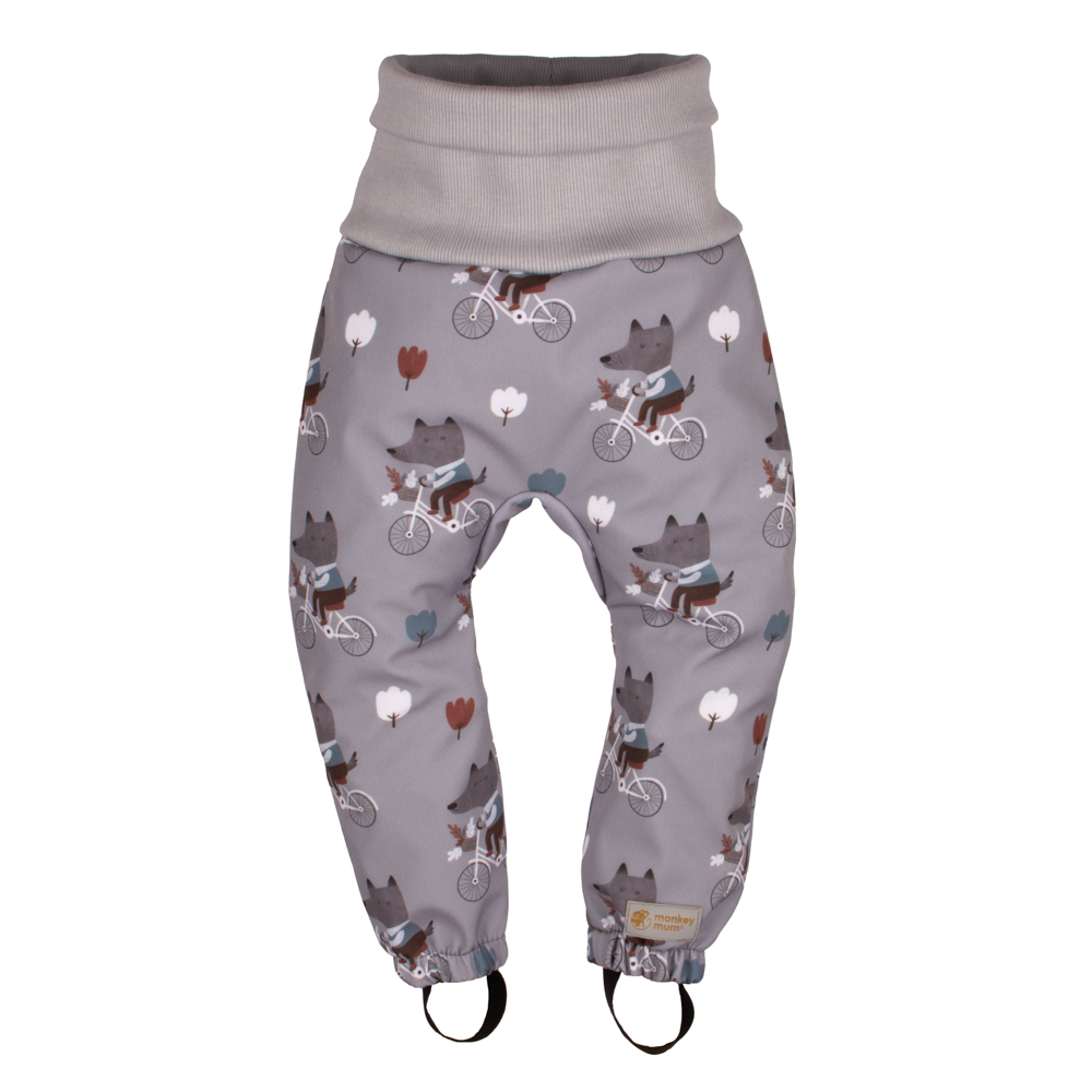 Pantalones Softshell Ajustables Para Niños Con Membrana Monkey Mum® - Lobos En Bicicleta 98/104