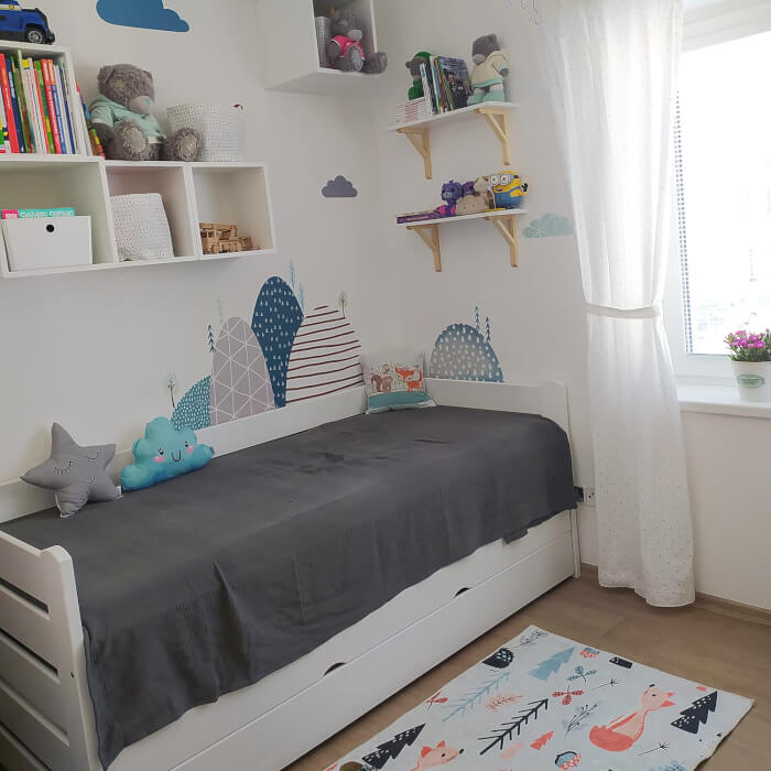 Vinilos Decorativos Azules - Colinas Y Nubes Para La Habitación Infantil De Los Niños