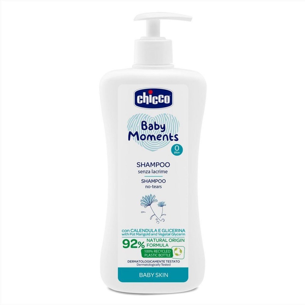 CHICCO Hair Shampoo With Dispenser Baby Moments 92% Natural Ingredients 500 Ml