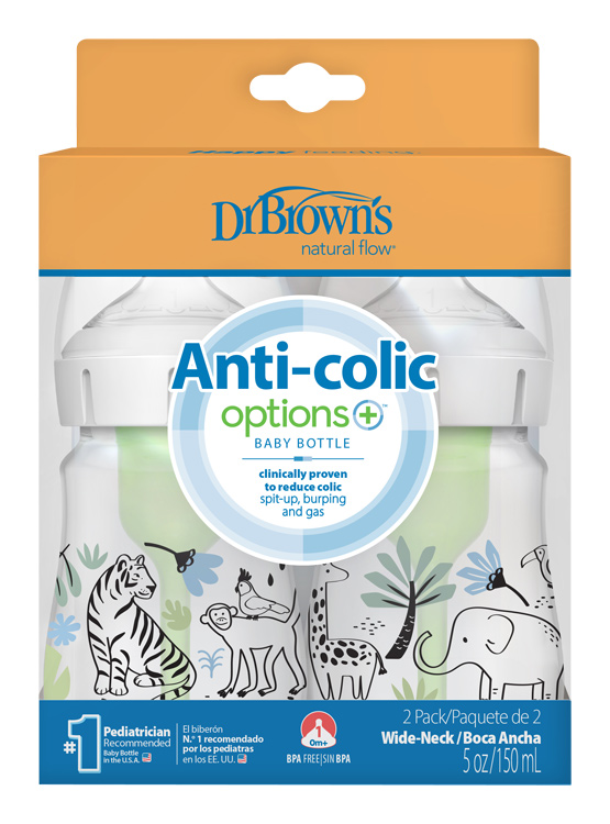 DR.BROWN'S Láhev Kojenecká Anti-colic Wide Neck Džungle 150ml, 2ks (WB52014)