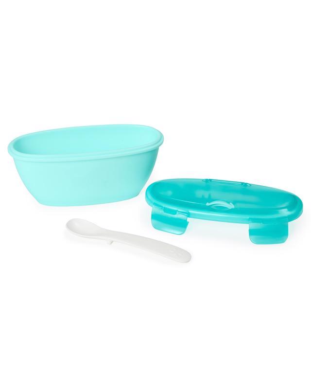 SKIP HOP Ciotola Con Cucchiaio In Custodia Protettiva Easy Serve Teal 240 Ml, 3m+