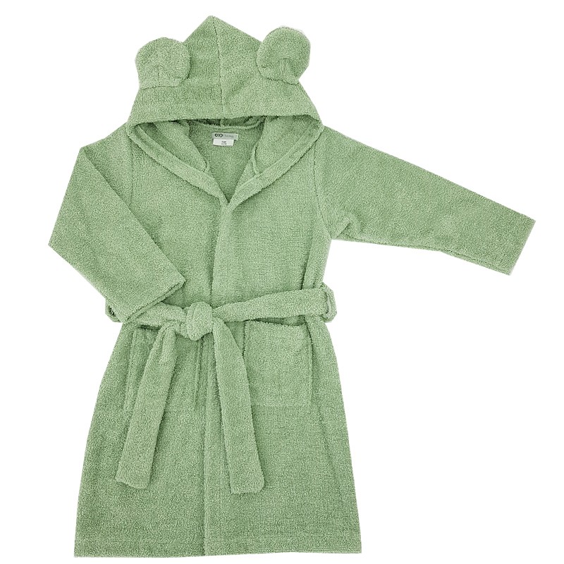 EKO Cotton Bathrobe With Hood And Ears Olive Green Size L 80-86