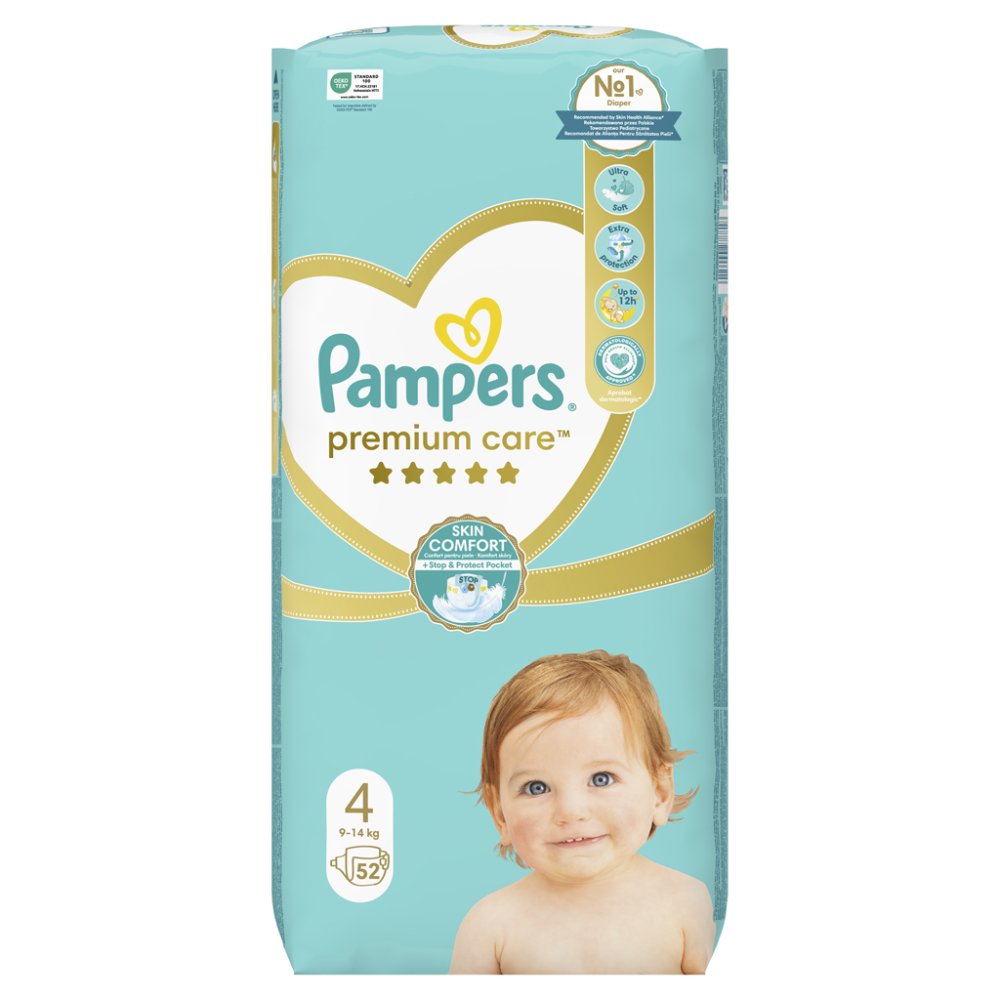 PAMPERS Premium Care Jednokratne Pelene 4 (9-14 Kg) 52 Kom